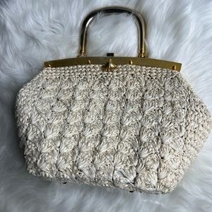 Vintage AR Olympic Weaved Cream Made in Italy Purse